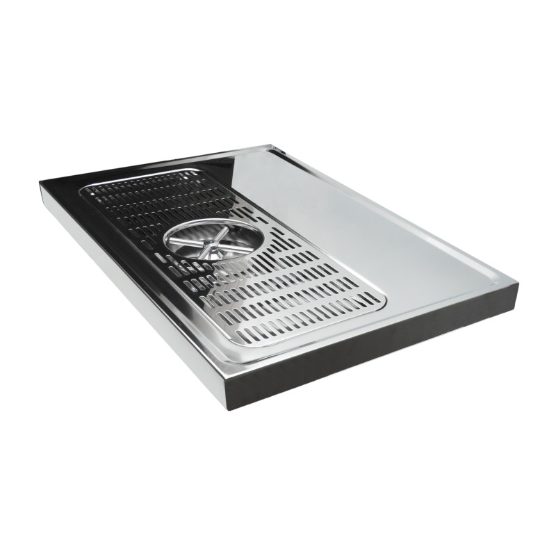 Plateau inox avec rince-verre