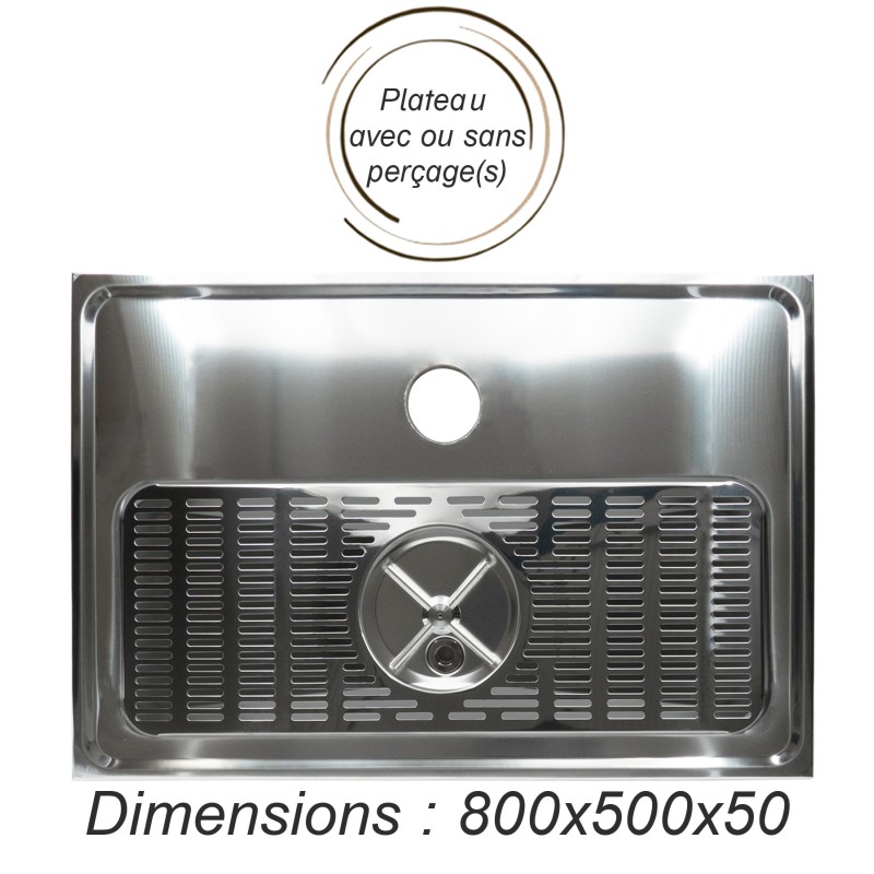 Plateau inox avec rince-verre