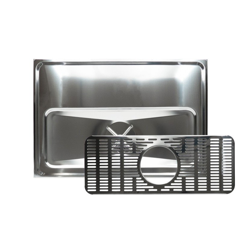 Plateau inox avec rince-verre