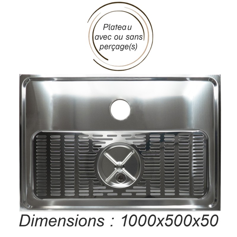 Plateau inox avec rince-verre