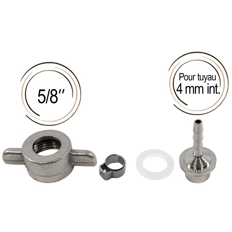 Raccord avec embout cannelé 4 mm