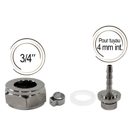 raccord avec embout cannelé 4 mm