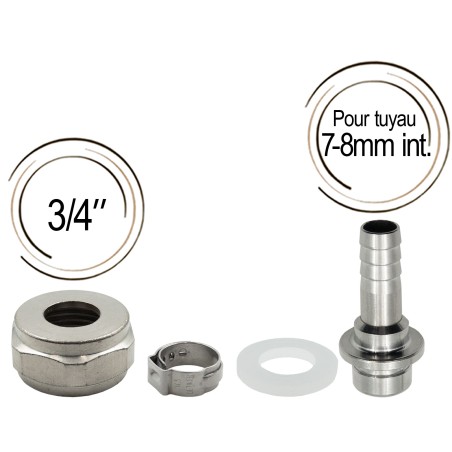 Raccord avec embout cannelé 7 mm