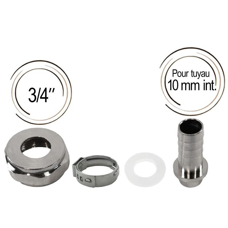 embout cannelé avec joint et écrou