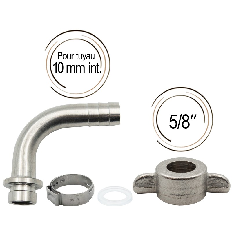 embout cannelé avec joint et écrou