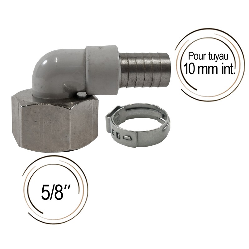 embout cannelé coudé avec écrou