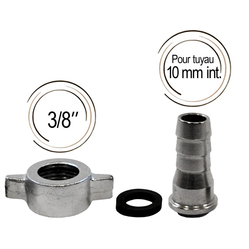 embout cannelé avec joint et écrou