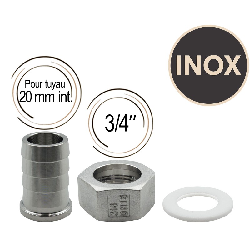 embout cannelé avec écrou et joint