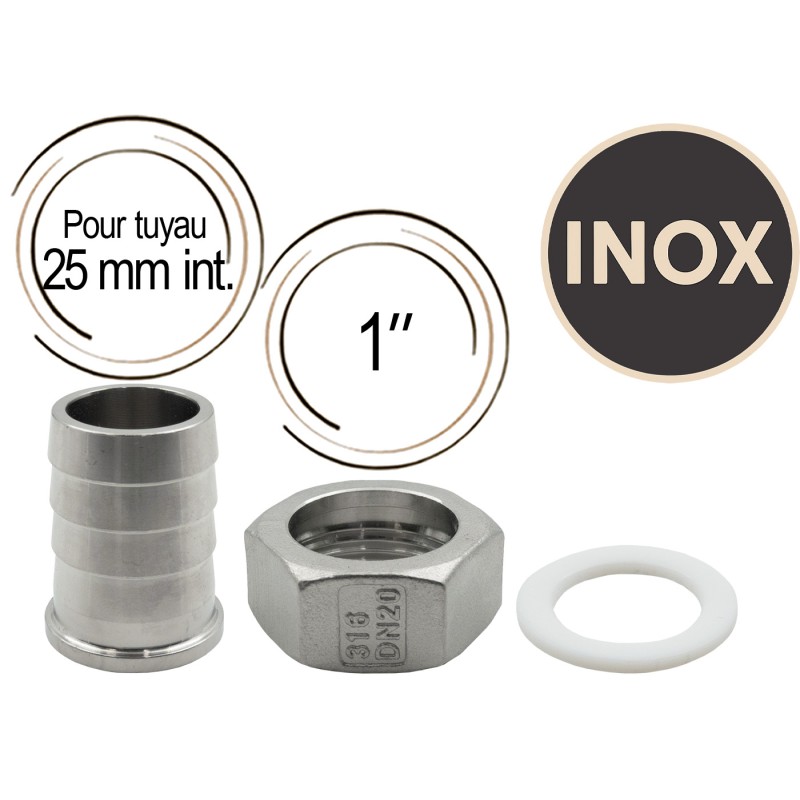 Raccord avec embout cannelé 1"