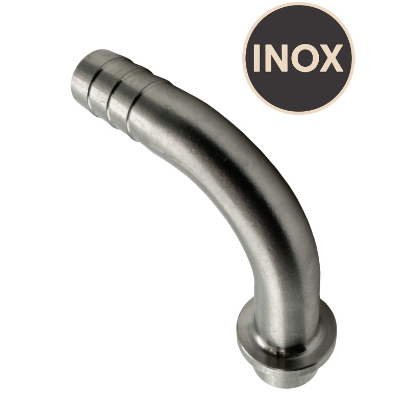 Embout cannelé coudé Inox 10 mm