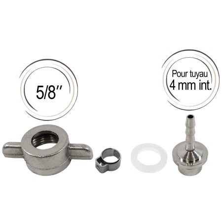 Raccord avec embout cannelé 4 mm