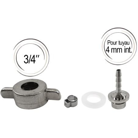 Raccord avec embout cannelé 4 mm