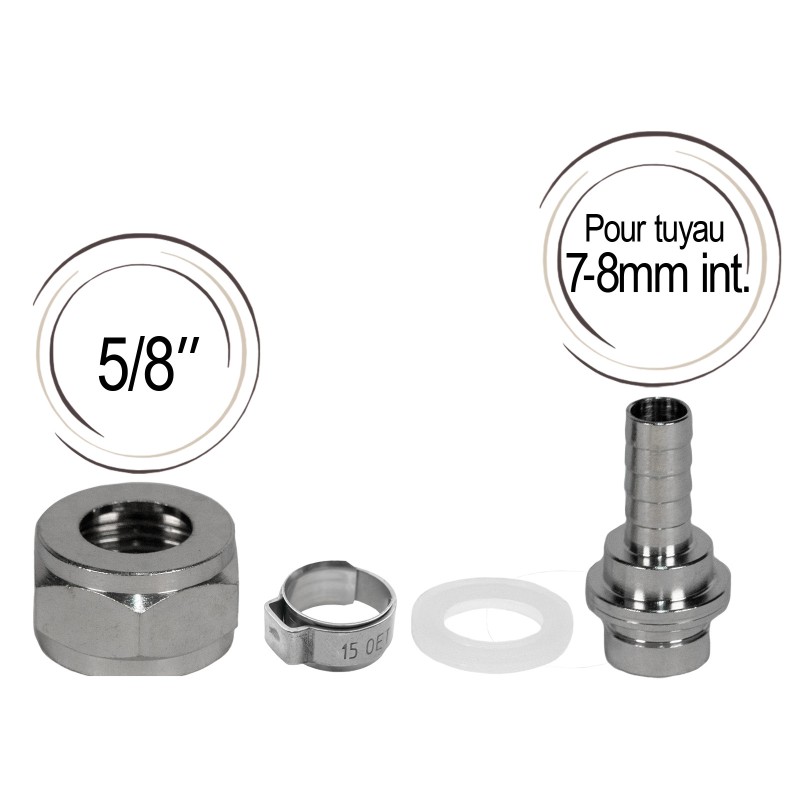 raccord cannelé avec joint et écrou