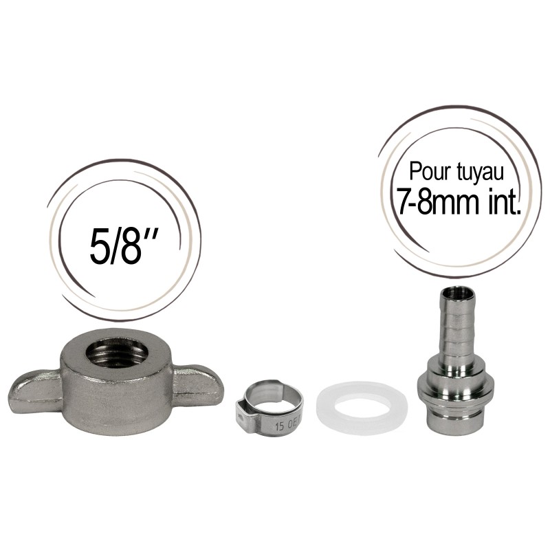 Embout cannelé avec joint et écrou