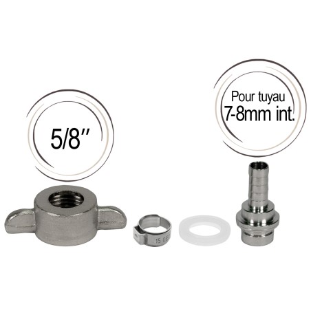 Embout cannelé avec joint et écrou