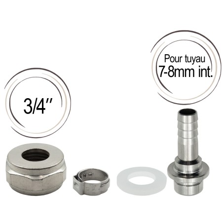 Raccord avec embout cannelé 7 mm