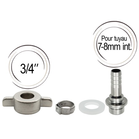 embout cannelé avec joint et écrou