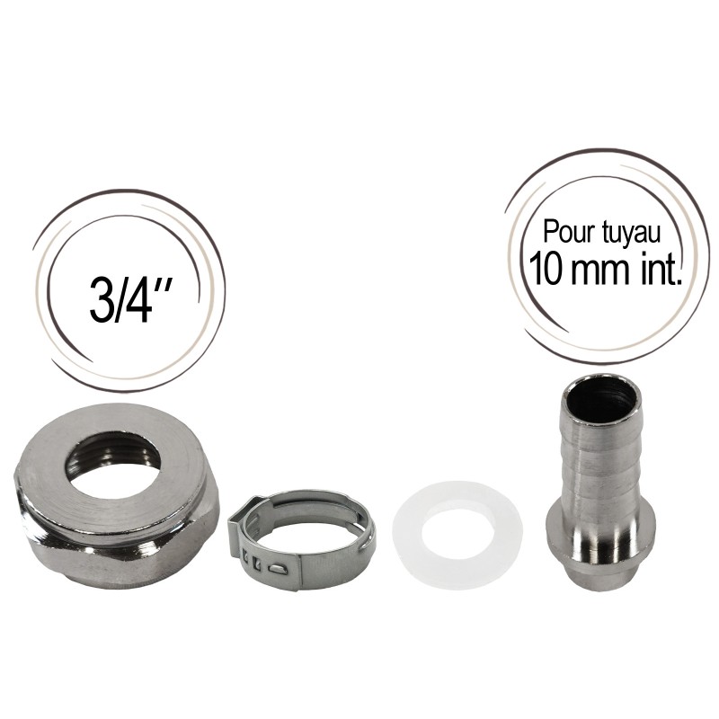 embout cannelé avec joint et écrou
