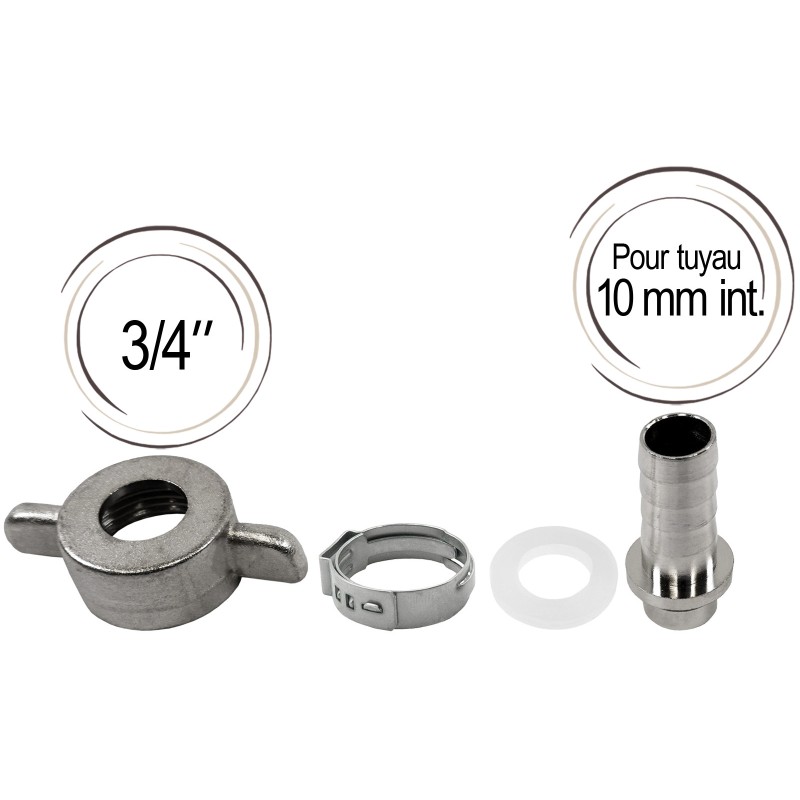 Embout cannelé avec écrou et joint
