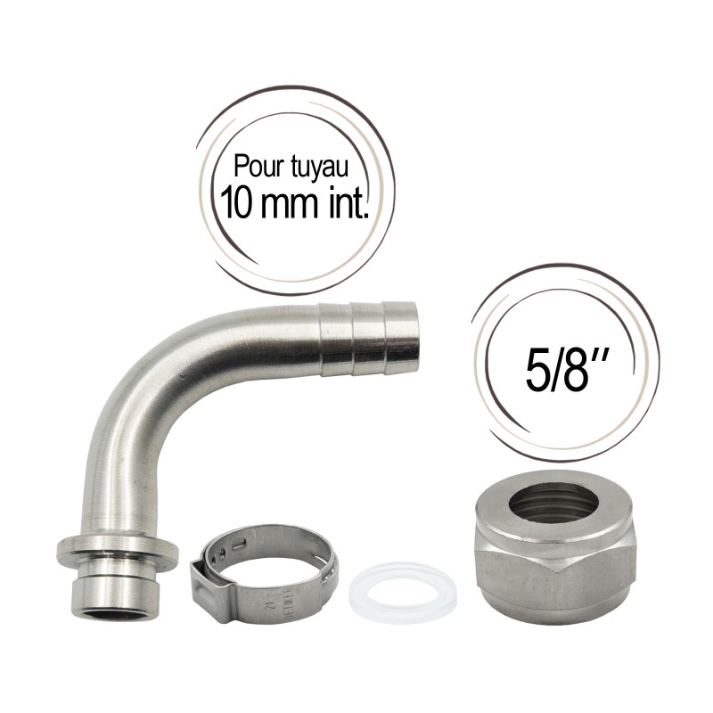 cannelé coudé avec écrou et joint