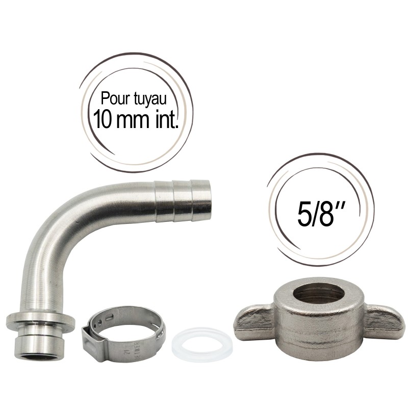 embout cannelé avec joint et écrou