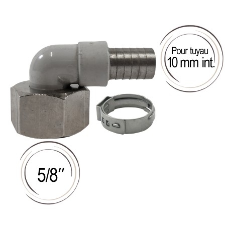 embout cannelé coudé avec écrou