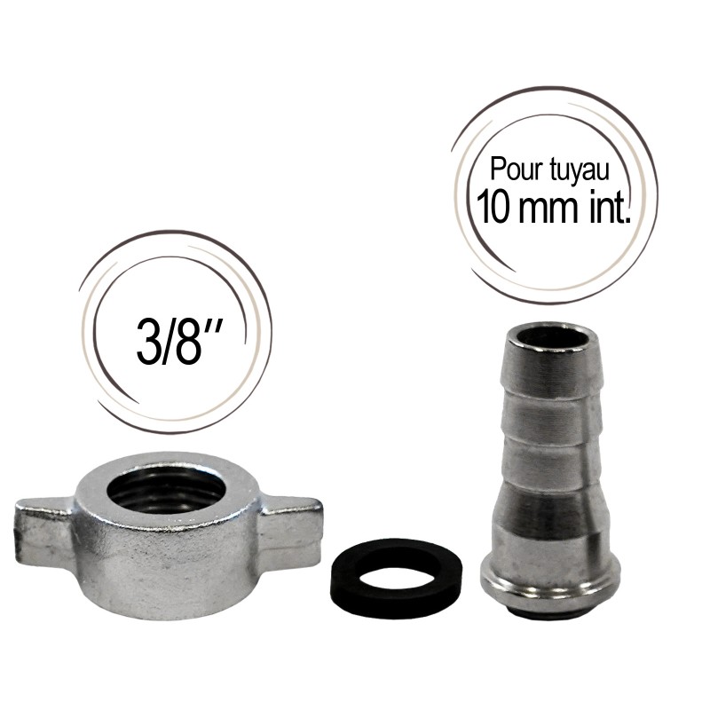 embout cannelé avec joint et écrou