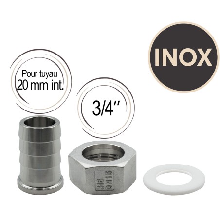 embout cannelé avec écrou et joint