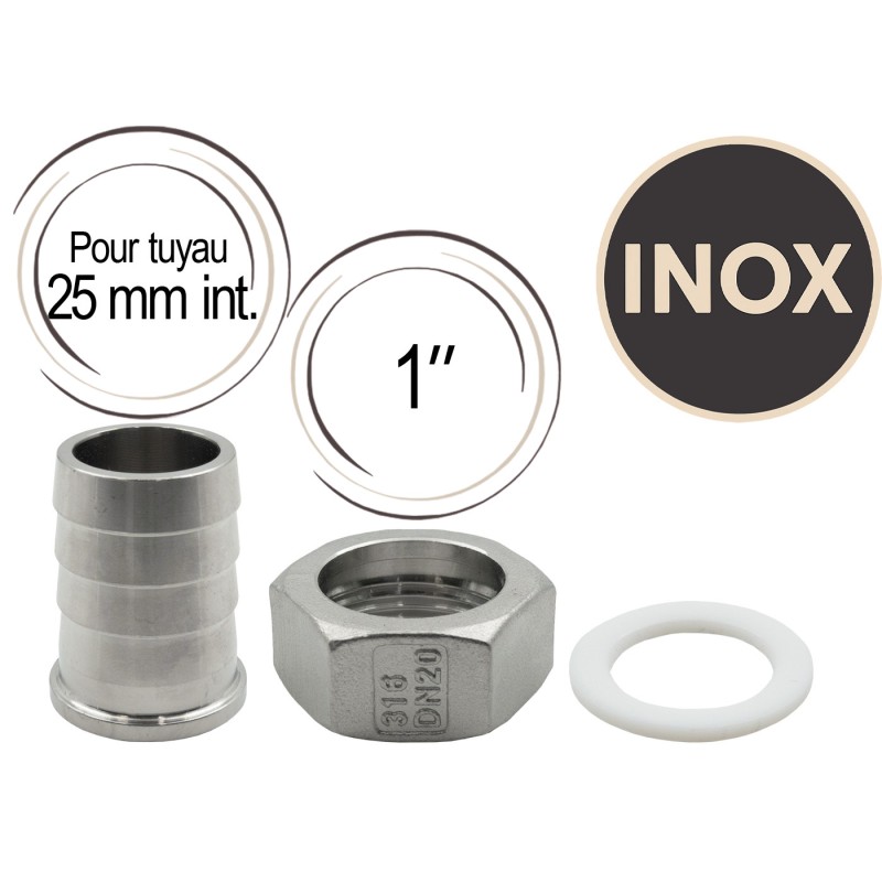 Raccord avec embout cannelé 1"