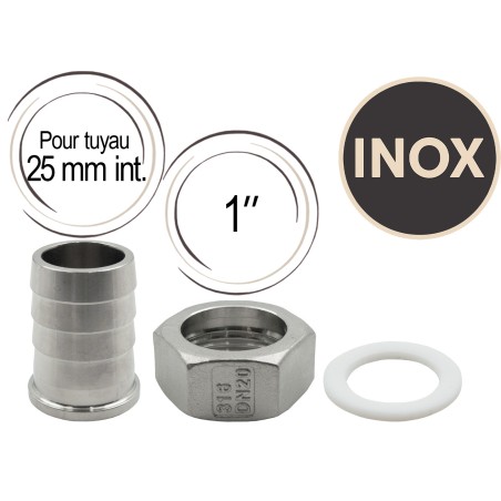 Raccord avec embout cannelé 1"