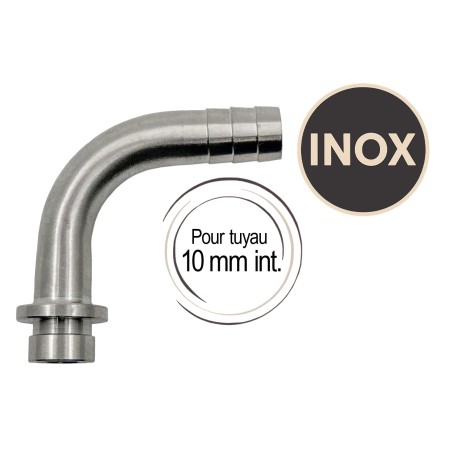 Embout cannelé coudé Inox 10 mm