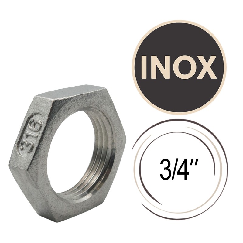 contre écrou en inox 3/4"