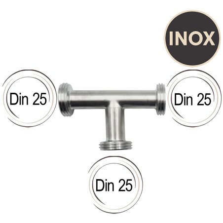 Té inox din 25