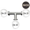 Té inox din 25