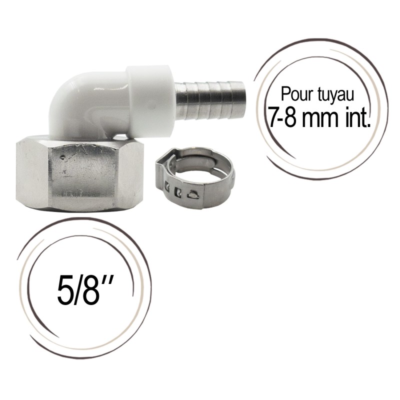 Raccord coudé étroit cannelé 10 mm