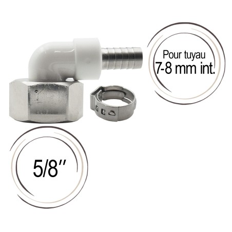 Raccord coudé étroit cannelé 10 mm