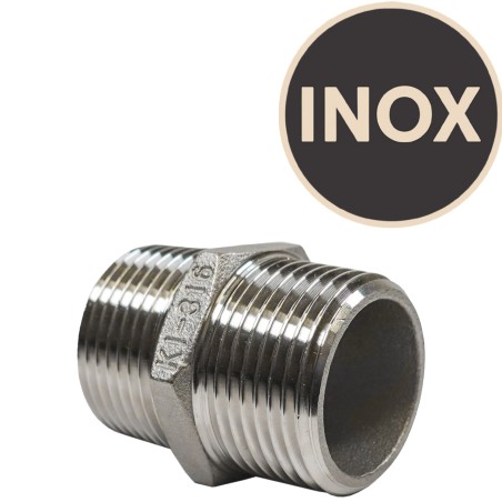 Double raccord Inox filetage mâle 1"
