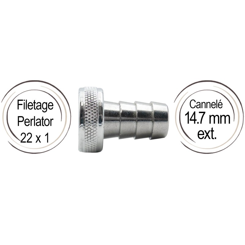 raccord cannelé avec écrou et joint