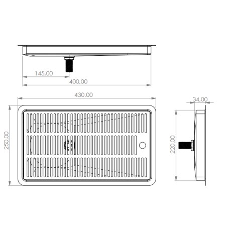 Égouttoir encastrable avec évacuation