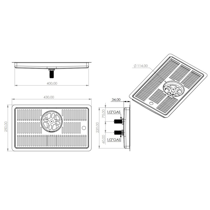Égouttoir avec rince-verre et évacuation