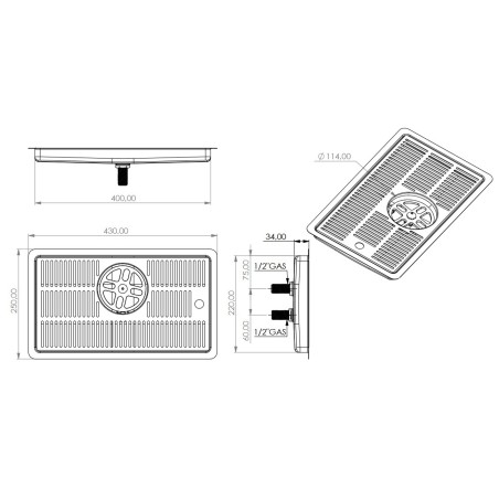 Égouttoir avec rince-verre et évacuation