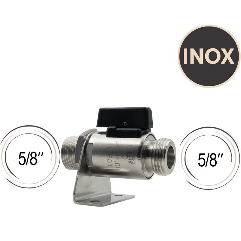 Vanne inox 5/8" avec accroche murale