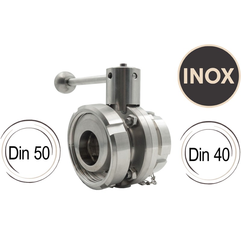 Vanne papillon Inox Din 40/50