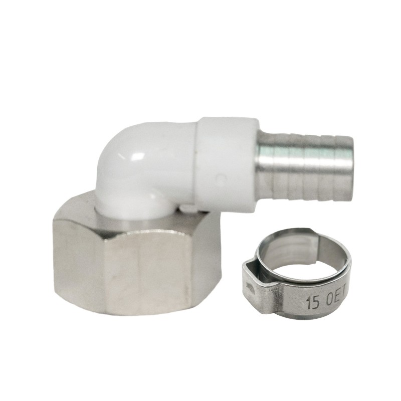 Raccord coudé étroit cannelé 10 mm